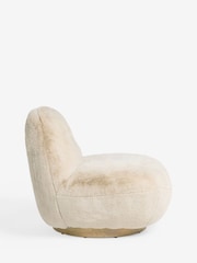 Oslo Faux Fur Light Natural Otis Swivel Accent Chair - Image 7 of 9