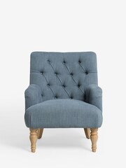 Relaxed Linen Look Mid Blue Wolton Highback Accent Chair - Image 2 of 7