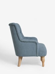Relaxed Linen Look Mid Blue Wolton Highback Accent Chair - Image 6 of 7