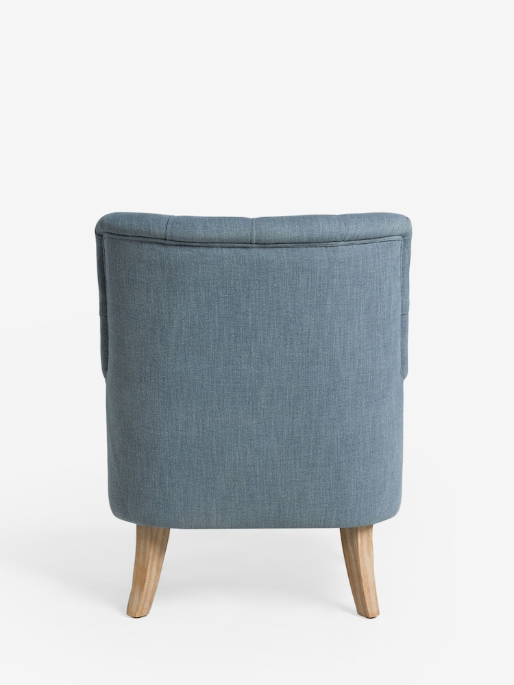 Relaxed Linen Look Mid Blue Wolton Highback Accent Chair - Image 7 of 7