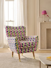Broken Geo Chenille Pink Wilson Highback Armchair - Image 1 of 9