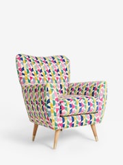 Broken Geo Chenille Pink Wilson Highback Armchair - Image 3 of 9