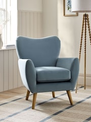 Soft Velvet Light Blue Wilson Highback Armchair - Image 1 of 9