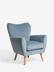 Soft Velvet Light Blue Wilson Highback Armchair - Image 3 of 9
