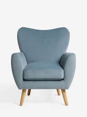 Soft Velvet Light Blue Wilson Highback Armchair - Image 6 of 9