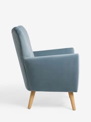 Soft Velvet Light Blue Wilson Highback Armchair - Image 7 of 9