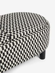 Woven Checkerboard Black/White Ashton Upholstered Large Storage Stool - Image 8 of 10