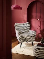 Woven Checkerboard Black/White Wilson Highback Armchair - Image 1 of 10