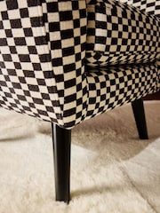 Woven Checkerboard Black/White Wilson Highback Armchair - Image 2 of 10