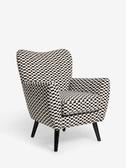 Woven Checkerboard Black/White Wilson Highback Armchair - Image 7 of 10