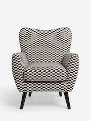 Woven Checkerboard Black/White Wilson Highback Armchair - Image 8 of 10