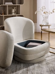 Soft Chenille Oyster Natural Hattie Swivel Large Accent Chair - Image 2 of 7