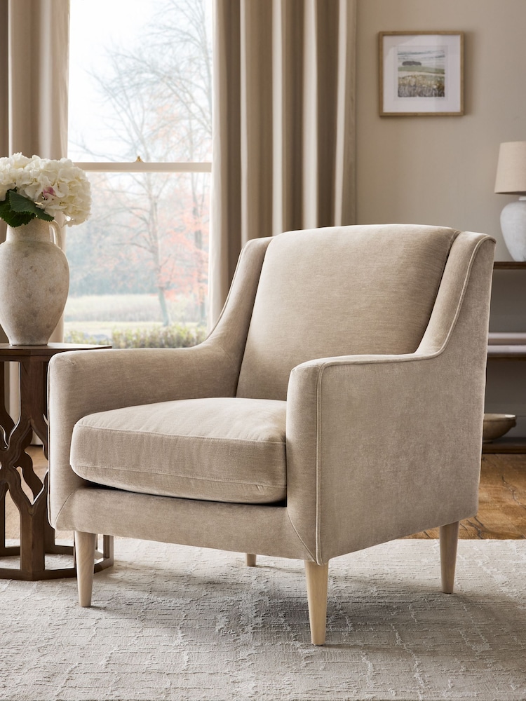 Relaxed Chenille Light Natural Prescott Armchair - Image 1 of 9