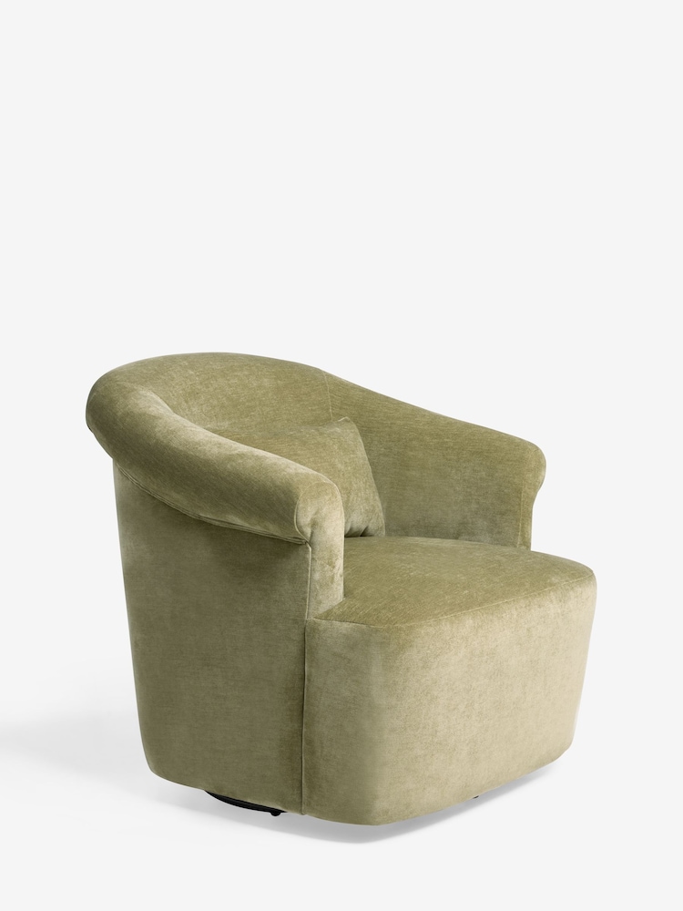 Relaxed Chenille Light Olive Green Esme Swivel Accent Chair - Image 2 of 7 Relaxed Chenille Light Olive Green Esme Swivel Accent Chair - Image 2 of 7