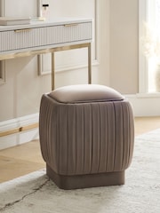 Soft Velvet Mink Brown Faye Pleated Storage Stool - Image 1 of 9