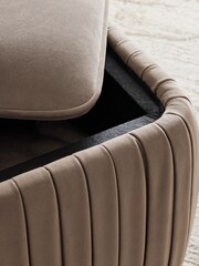 Soft Velvet Mink Brown Faye Pleated Storage Stool - Image 3 of 9