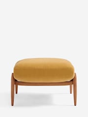 Fine Chenille Ochre Yellow Hampton Wooden Stool - Image 1 of 3