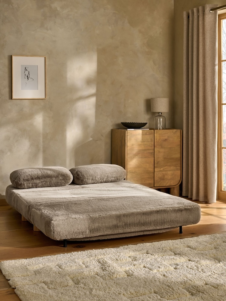 Oslo Faux Fur Mink Brown Palma Double Sofa Bed - Image 1 of 10