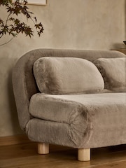 Oslo Faux Fur Mink Brown Palma Double Sofa Bed - Image 4 of 10