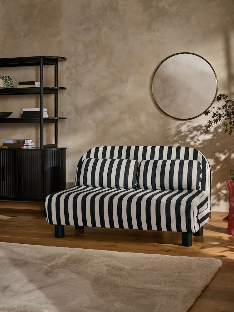 Woven Stripe Black/White Palma Double Sofa Bed - Image 1 of 11
