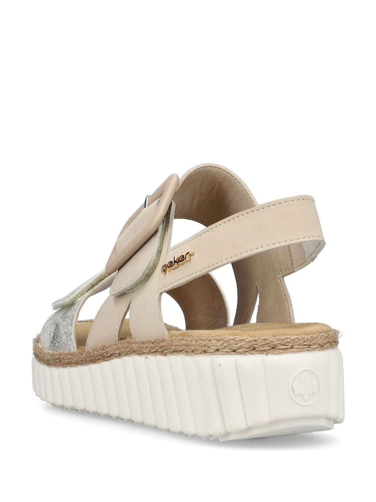 Rieker Womens Cream Hook & Loop Sandals - Image 6 of 6