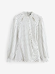 Sosandar White Spot Print Keyhole Detail Jersey Tunic Top - Image 6 of 6