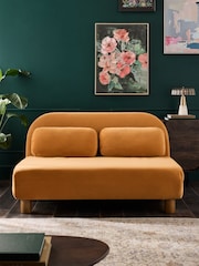 Soft Velvet Ochre Yellow Palma Double Sofa Bed - Image 1 of 11