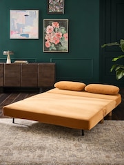 Soft Velvet Ochre Yellow Palma Double Sofa Bed - Image 2 of 11