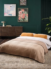 Soft Velvet Ochre Yellow Palma Double Sofa Bed - Image 3 of 11