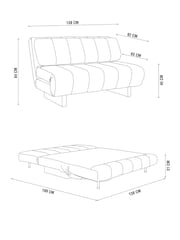 Fine Chenille Granite Blue Daphne Double Sofa Bed - Image 4 of 12