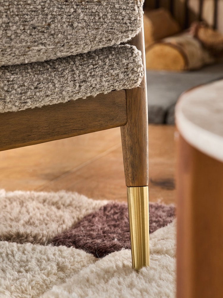 Tweedy Boucle Mink Brown Flinton Wooden Accent Chair - Image 2 of 9