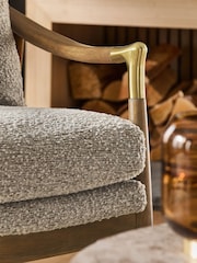 Tweedy Boucle Mink Brown Flinton Wooden Accent Chair - Image 3 of 9