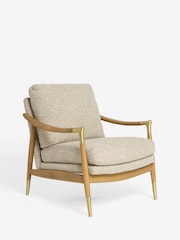 Tweedy Boucle Mink Brown Flinton Wooden Accent Chair - Image 5 of 9