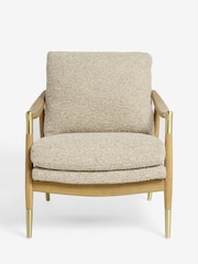 Tweedy Boucle Mink Brown Flinton Wooden Accent Chair - Image 6 of 9