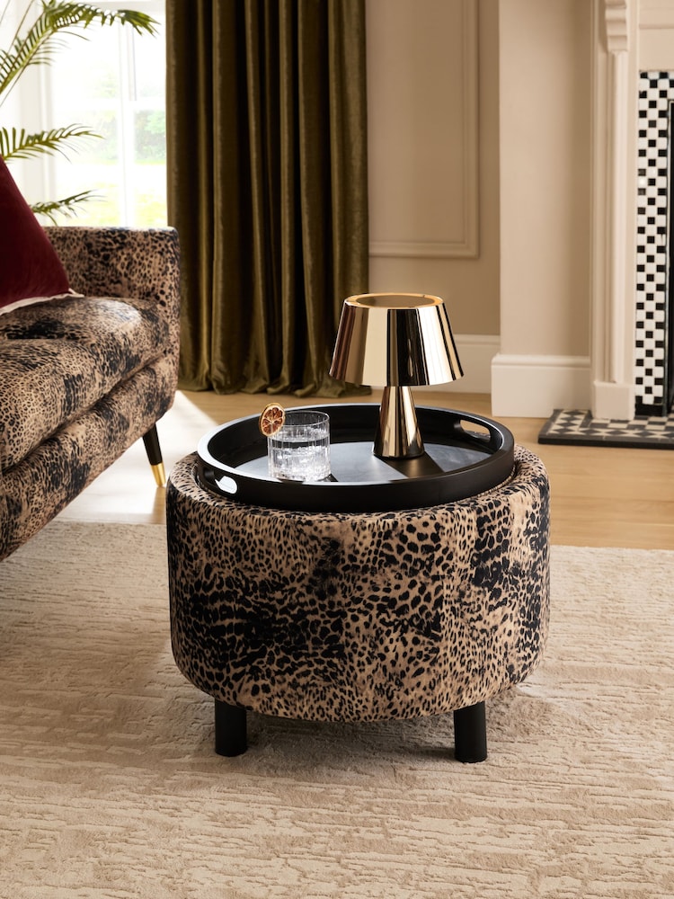 Opulent Velvet Leopard Print Ashton Upholstered Storage Stool - Image 2 of 7 Opulent Velvet Leopard Print Ashton Upholstered Storage Stool - Image 2 of 7