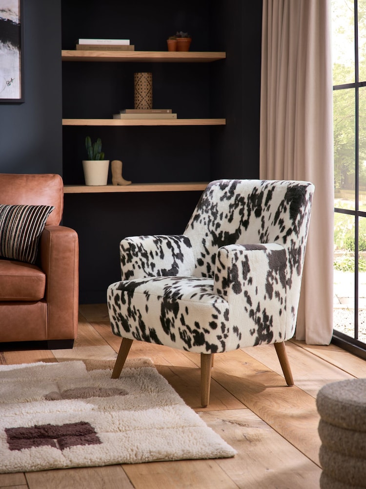 Alaska Faux Fur Cow Print Carter Accent Chair - Image 1 of 10