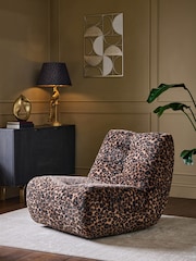 Alaska Faux Fur Leopard Lucca Swivel Accent Chair - Image 1 of 9