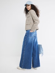 River Island Blue Low Rise Palazzo Wide Leg 100% Cotton Jeans - Image 2 of 6
