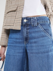 River Island Blue Low Rise Palazzo Wide Leg 100% Cotton Jeans - Image 4 of 6