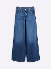 River Island Blue Low Rise Palazzo Wide Leg 100% Cotton Jeans - Image 6 of 6