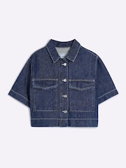 River Island 100% Cotton Boxy Crop Denim Shirt - Imagen 5 de 6