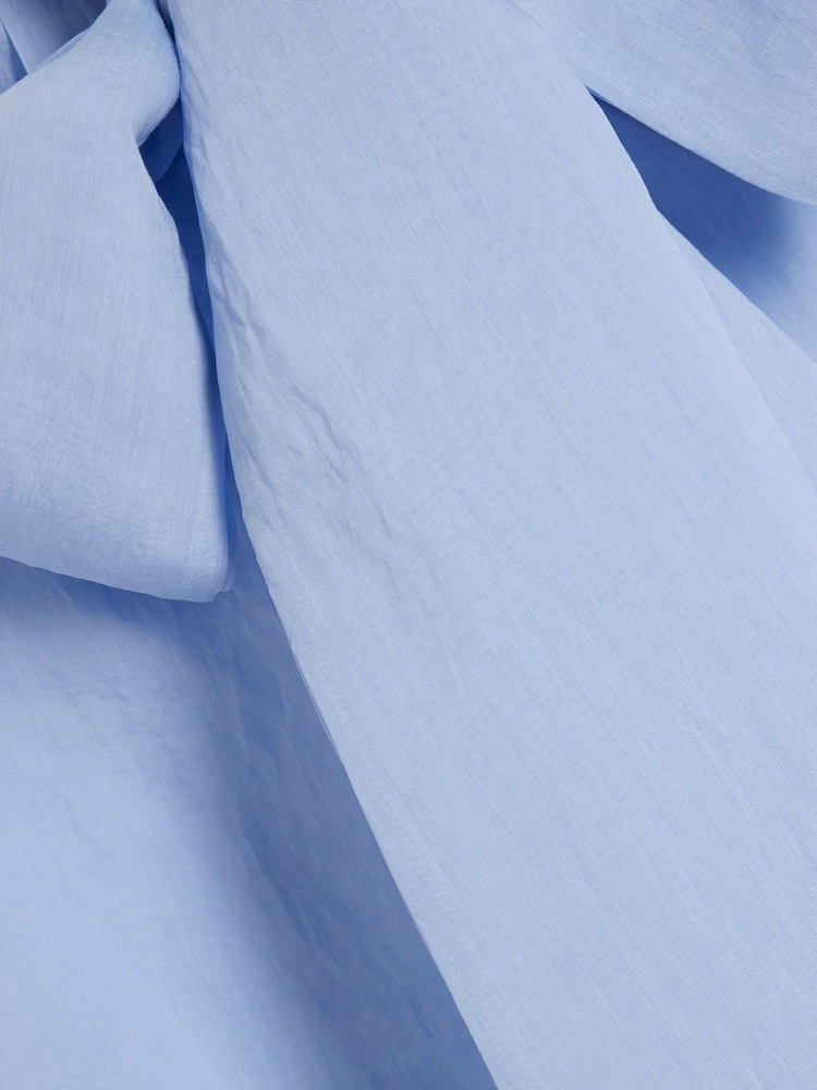 River Island Blue Pussybow Neck Tie Blouse - Image 6 of 6