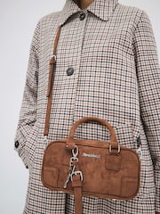 River Island Brown Faux Leather Charm Bowler Bag - Image 1 of 6