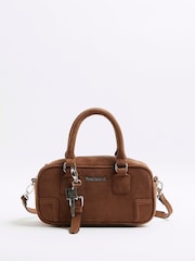 River Island Brown Faux Leather Charm Bowler Bag - Image 2 of 6