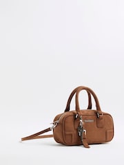 River Island Brown Faux Leather Charm Bowler Bag - Image 4 of 6