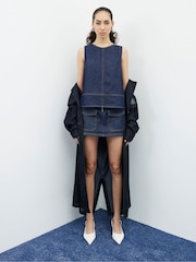 River Island Blue 100% Cotton Crew Neck Denim Top - Image 2 of 4