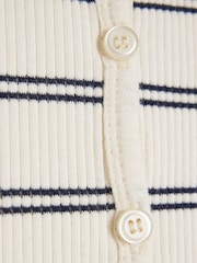 River Island Cream 100% Cotton Ribbed Stripe Button Cardigan - Image 6 of 6