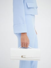 River Island White Faux Leather Woven Clutch Bag - Image 1 of 6