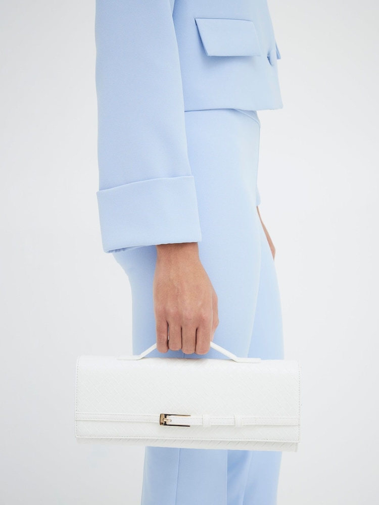 River Island White Faux Leather Woven Clutch Bag - Image 1 of 6
