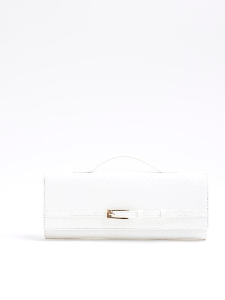 River Island White Faux Leather Woven Clutch Bag - Image 2 of 6